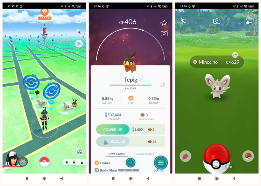 Скриншоты Pokémon GO