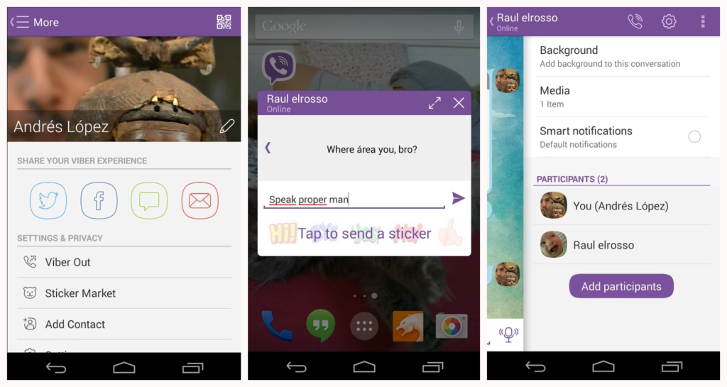 Скриншоты Viber